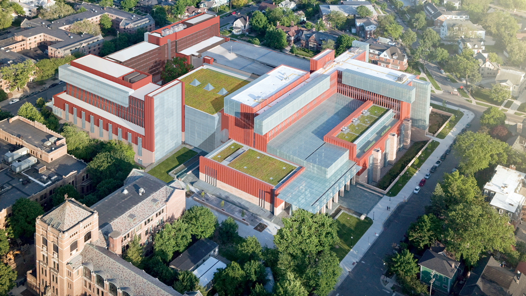 Aerial view of the Stephen M Ross School of Business.