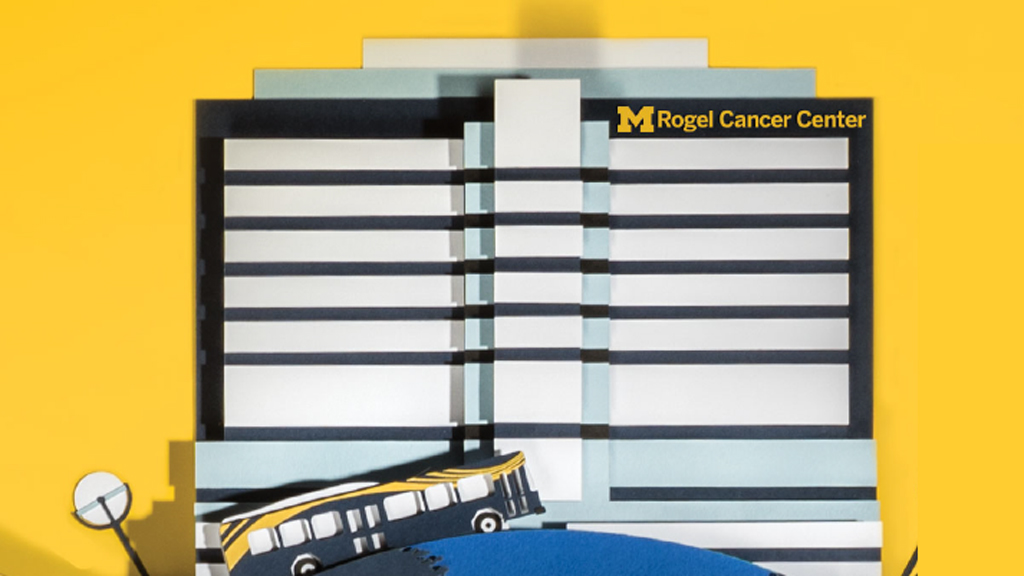 Paper sculpture of the Rogel Cancer Center.