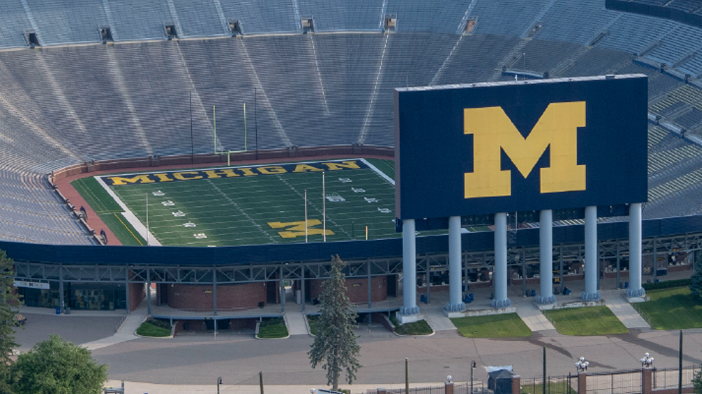 Aerial view of the U-M stadium.