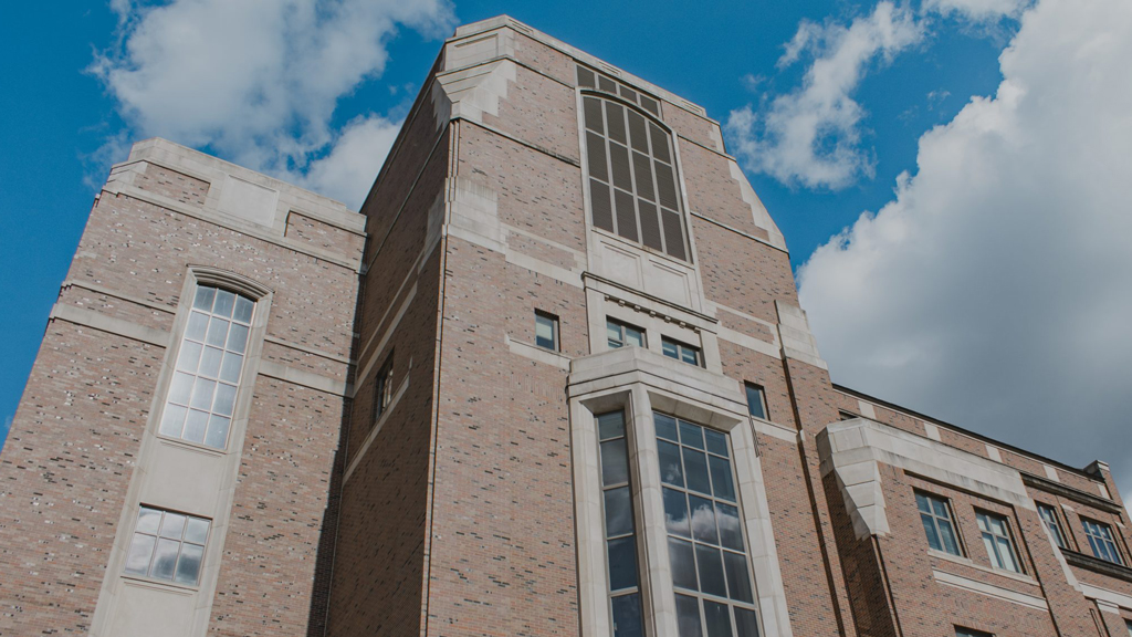 Close up of the Ford School of Public Policy.