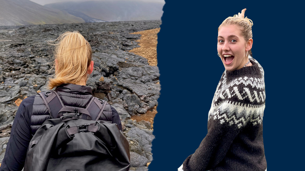 A collage of Julia Gray in Iceland.