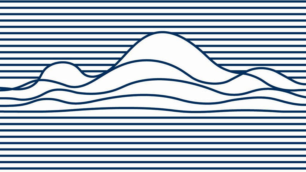 Wavy lines making a hill shape.