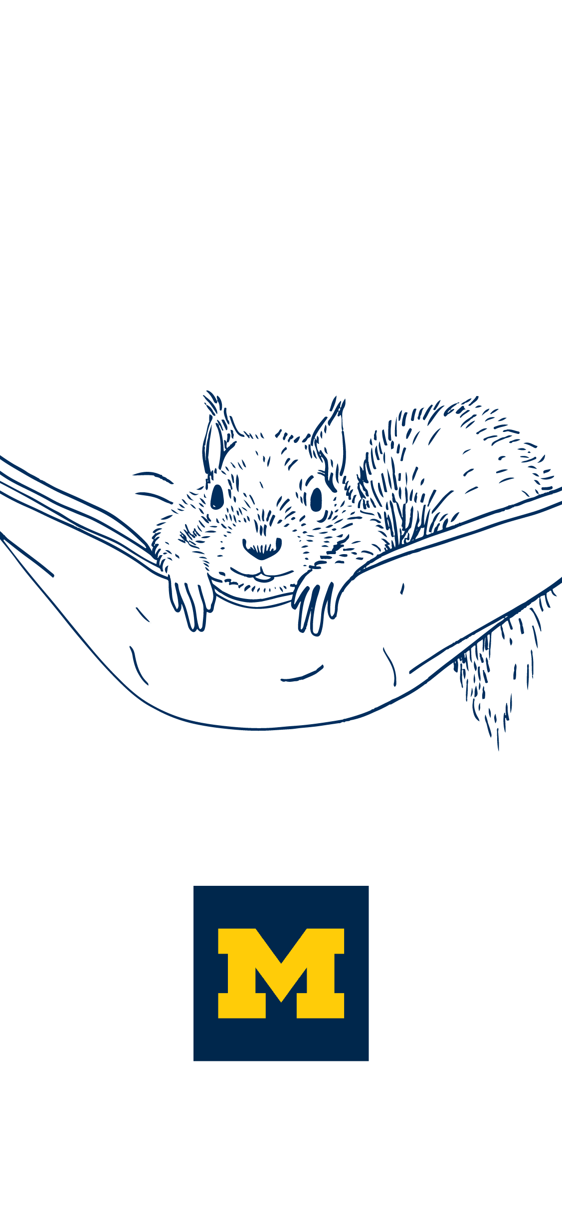 An illustration of a squirrel in a hammock.