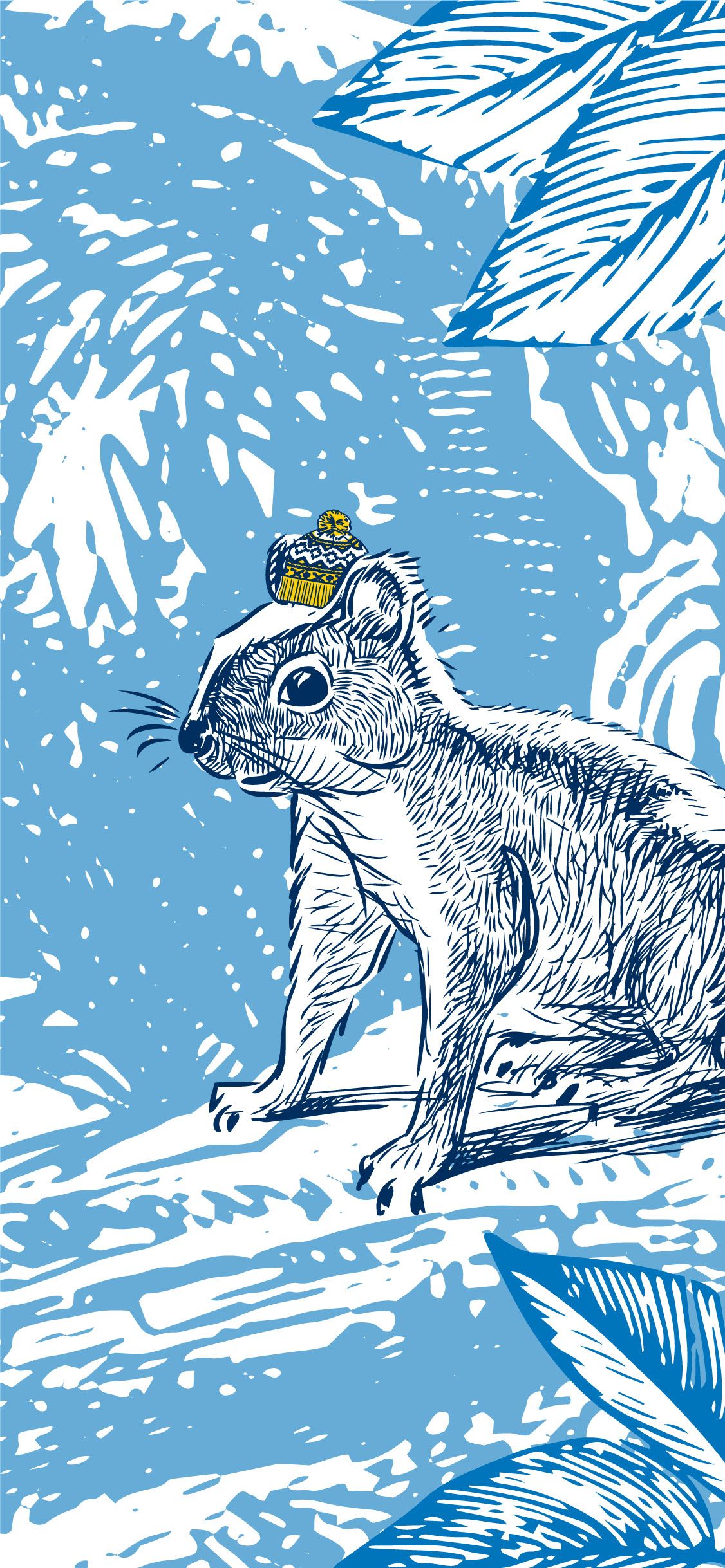 A squirrel in a University of Michigan knit hat.