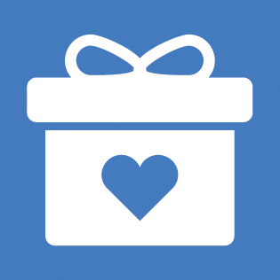 Icon of a gift box with a heart symbol on it.