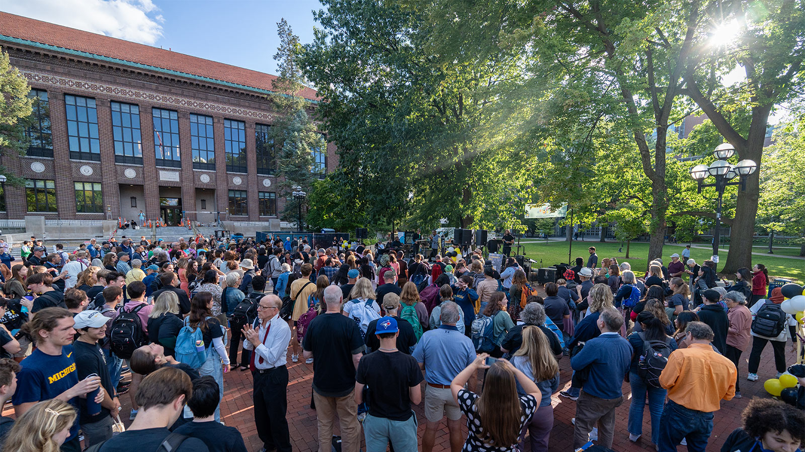 A crowd of students at an event on the diag.
