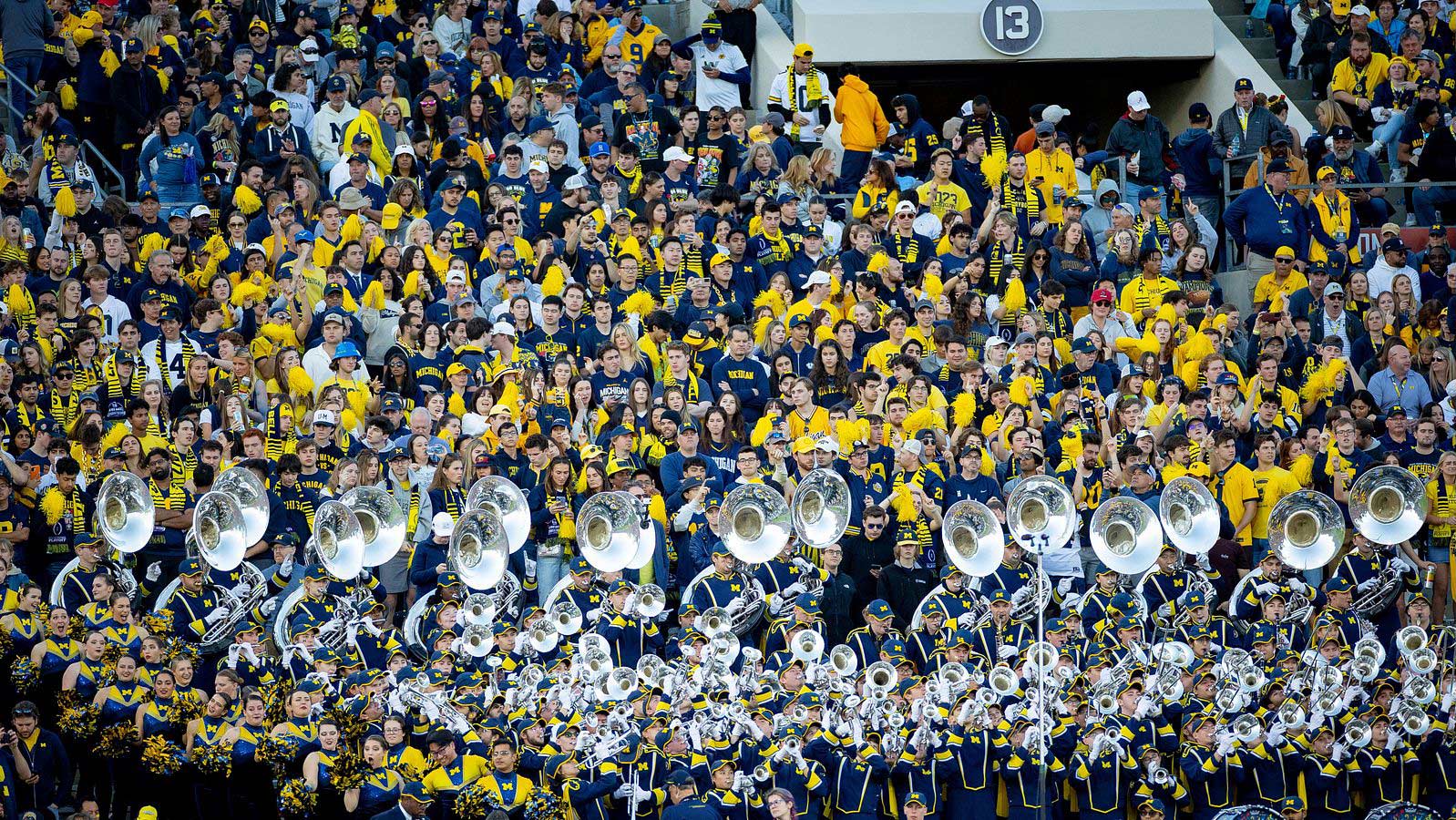 Marching band at the Rose bowl in the stands