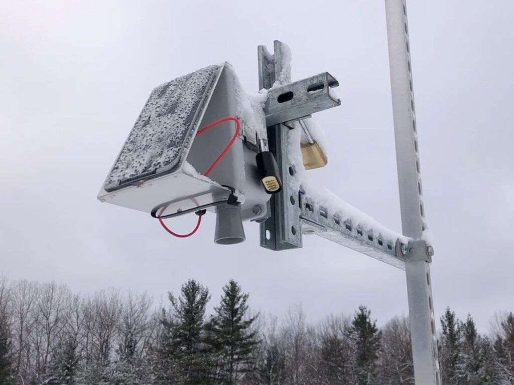 A photo of a snowpack sensor