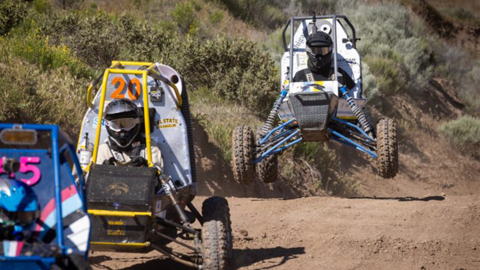 Aerospace engineering junior and four-wheel-drive lead Nathan Gariepy drives an endurance race.