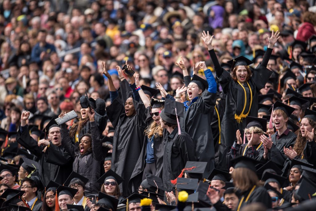 Students celebrate at Spring Commencement 2017.