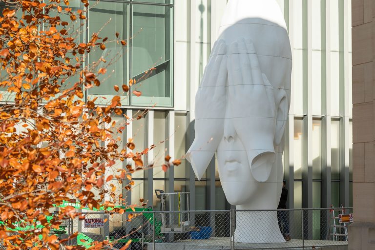 Plensa’s sculpture outside of UMMA.&nbsp;