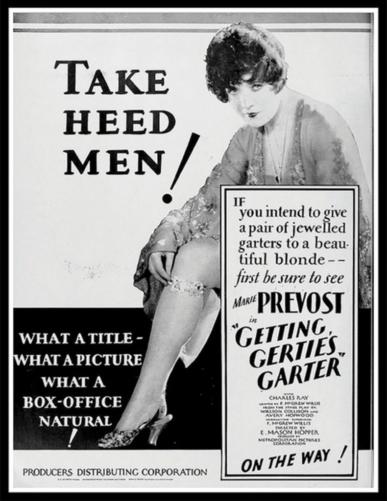 A poster for the 1927 movie version of Getting Gertie's Garter, one of Hopwood's last plays.