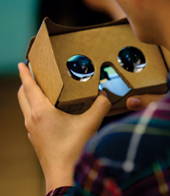 The Google Cardboard headset.
