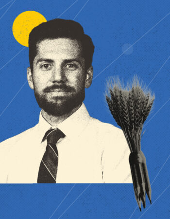 James Allen in an abstract collage representing his research.