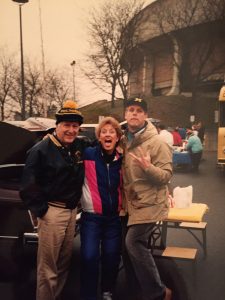 Jane Plasman tailgating with her dad and brother.