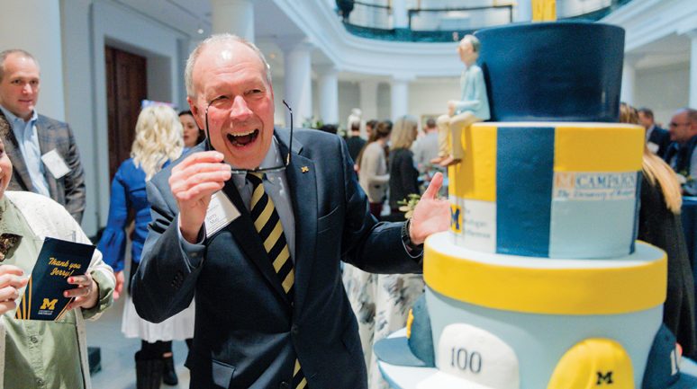 Jerry May impressed by his retirement cake.