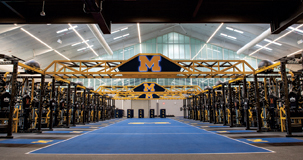 The all-new Football Performance Center weight room.