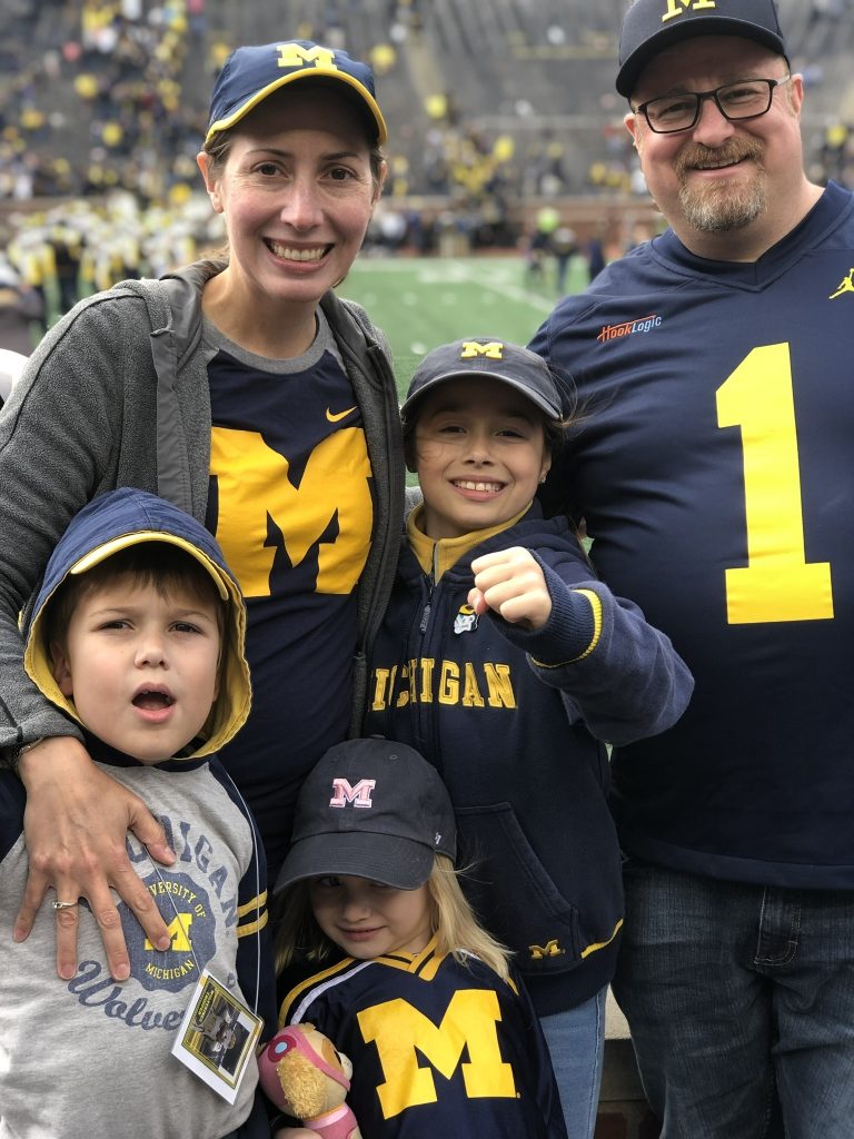 The Opdykes at a Michigan football game.