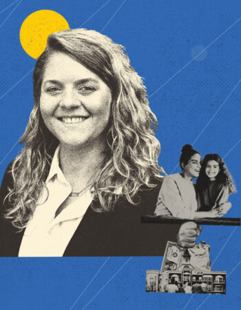 Sara Stein in an abstract collage representing her research.