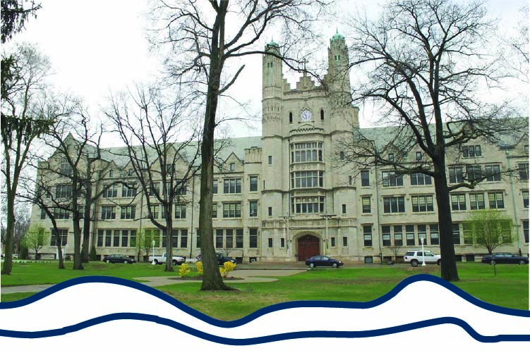 An outdoor view of The School at Marygrove.