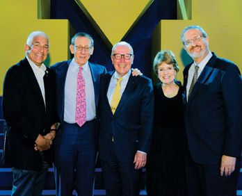 May standing alongside past U‑M presidents and leading donors.