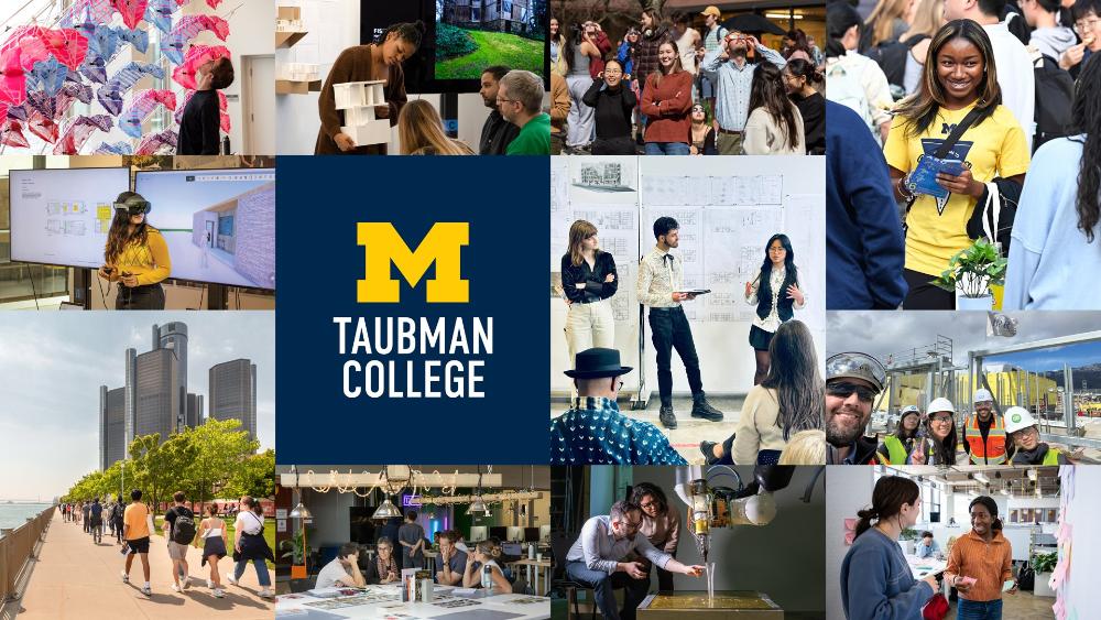 A collage of students and faculty from Architecture and Urban Planning programs at Taubman College