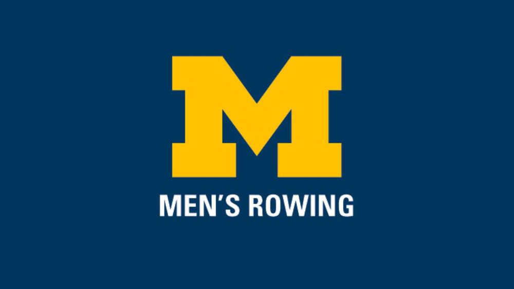 University of Michigan's maize block M logo on a blue background, with the words 