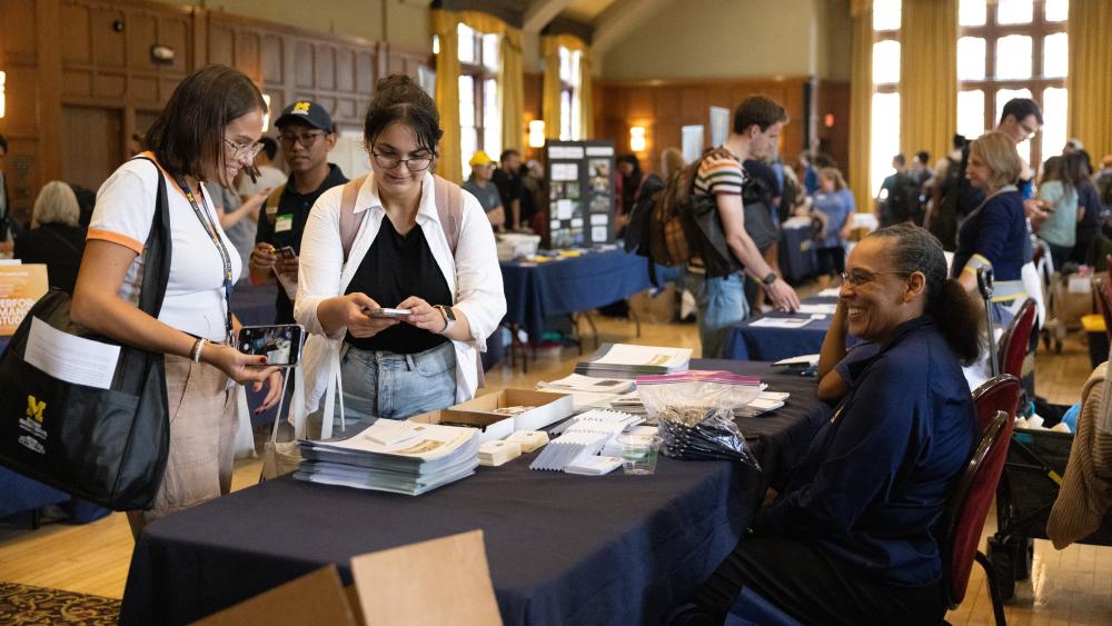 Students at the Rackham fair