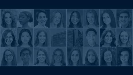 Collage of headshots of the D-SIP Class of 2021 with a dark blue overlay.