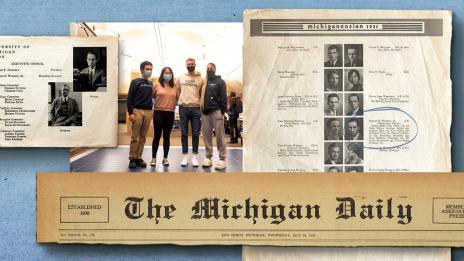 Collage of images from the Michigan Daily, Michiganesian, and Students.