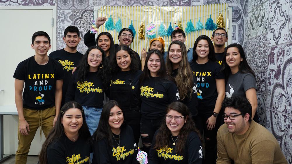 Group photo of La Casa student org all smiling