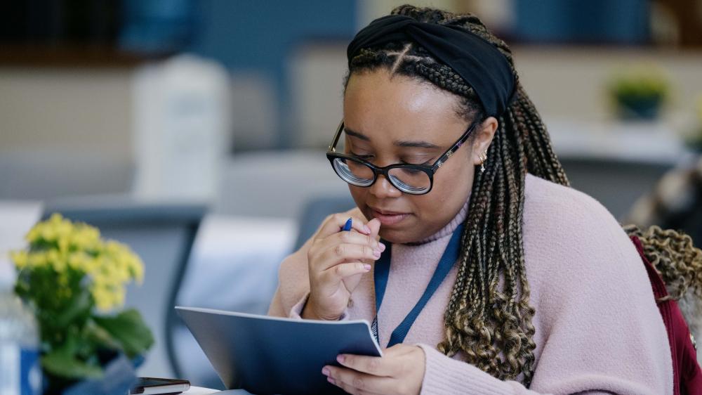 Graduate student at U-M education campus visit