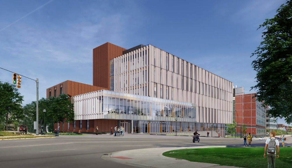 Exterior view of the new College of Pharmacy building.