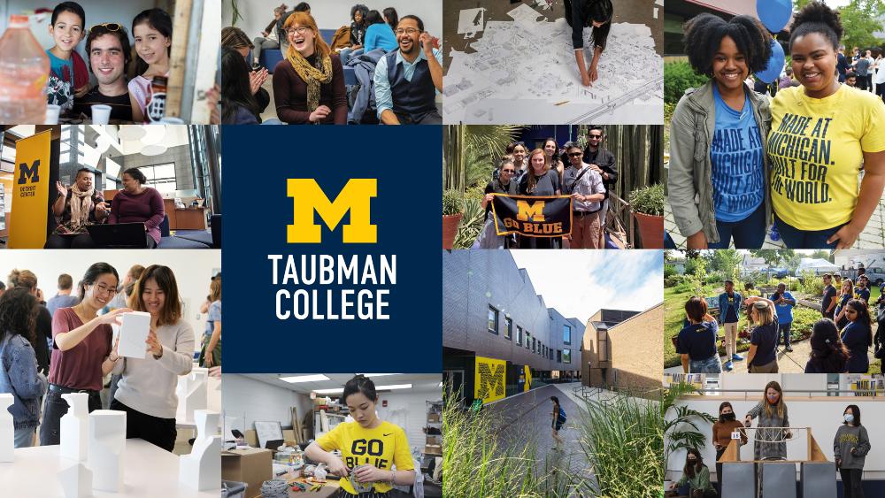 A collage of students and faculty from Architecture and Urban Planning programs at Taubman