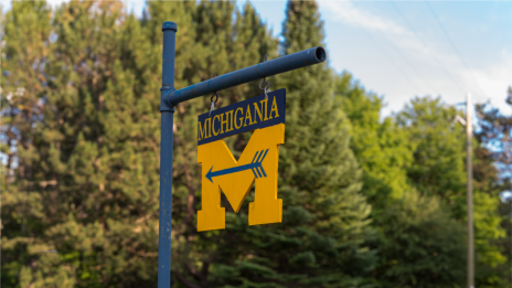 Camp Michigania entrance sign