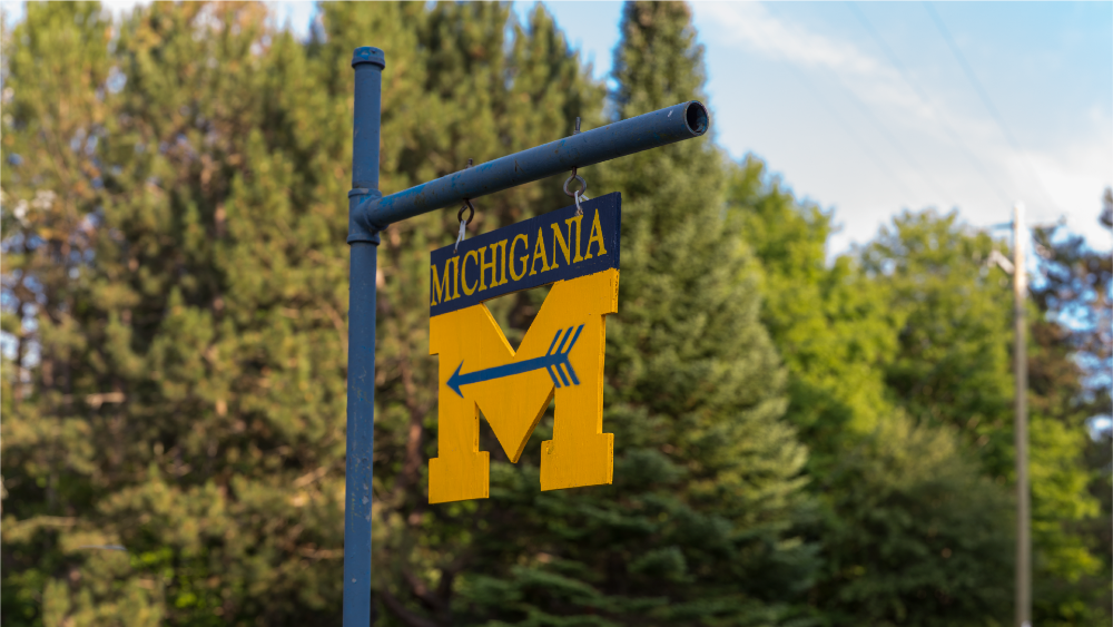 Camp Michigania entrance sign