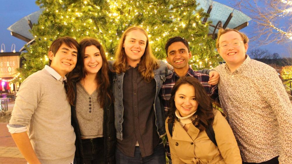 A group of Amazin Blue students posing outside