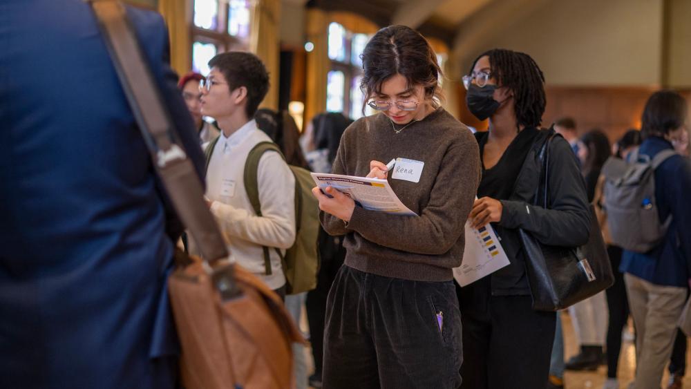 Students at a career fair