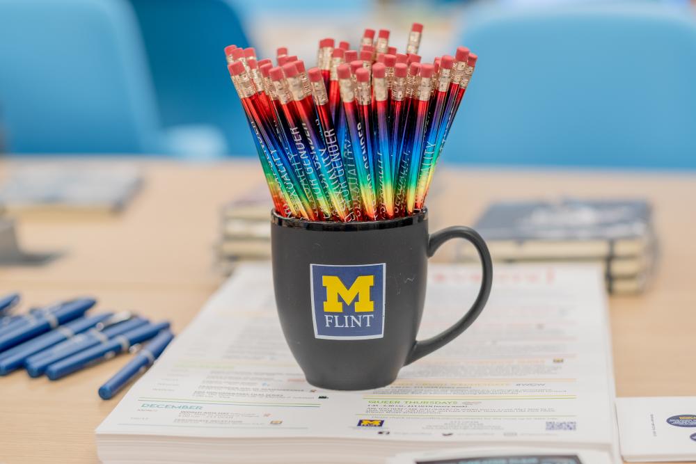 Mug with Center for Gender and Sexuality pencils
