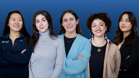 A montage of five diverse female students.