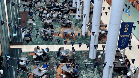 Students studying in the Wintergarden