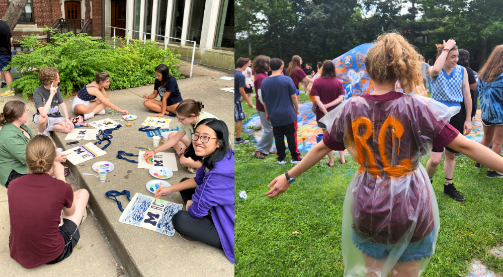 RC Students working on art projects on campus and at the rock