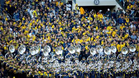 Marching band at the Rose bowl in the stands